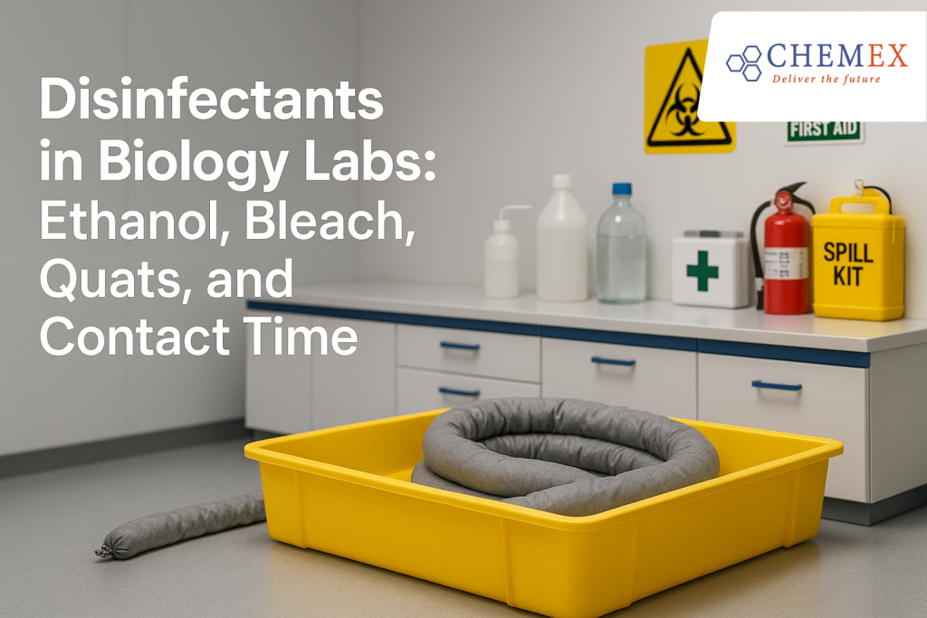 Illustration for Disinfectants in Biology Labs: Ethanol, Bleach, Quats, and Contact Time